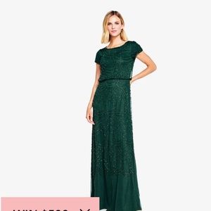 Adrianna Papell beaded blouson Gown dusty emerald